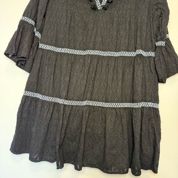 Tommy Bahama Black Tunic Dress with White Embroidery and Tassels Size XL - Picture 3 of 6